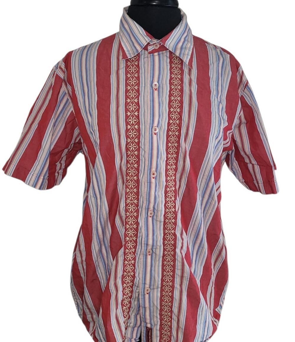 Vintage Tommy Hilfiger Red Label Stripe Shirt 90s Mens Large
